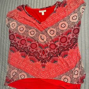 Dana Buchman Red Graphic Relaxed Blouse